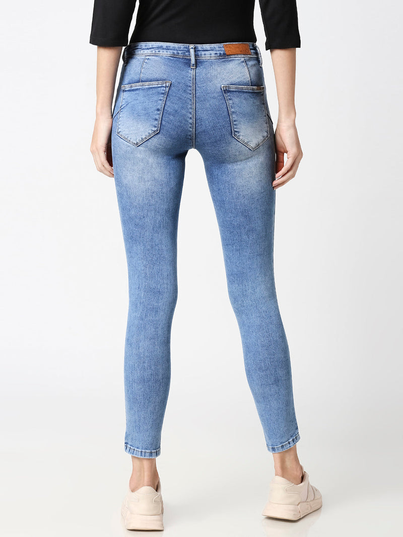 K4068 Mid-Rise Push Up Super Skinny Jeans - Blue