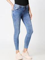 K4068 Mid-Rise Push Up Super Skinny Jeans - Blue