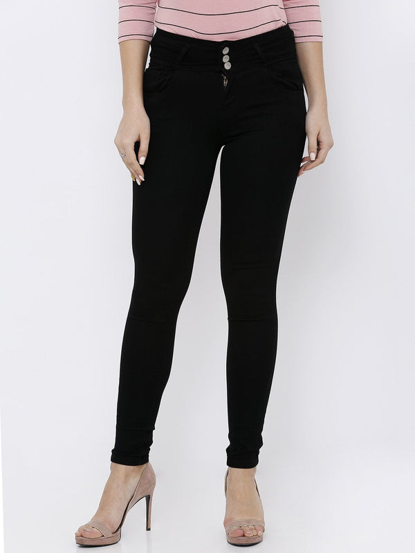 K4014 High-Rise Skinny Jeans - Black