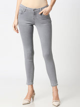 K4068 Mid-Rise Push Up Super Skinny Jeans - Grey