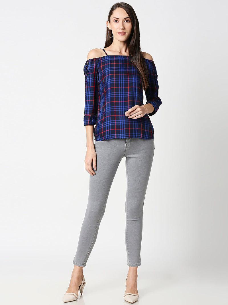 K4068 Mid-Rise Push Up Super Skinny Jeans - Grey