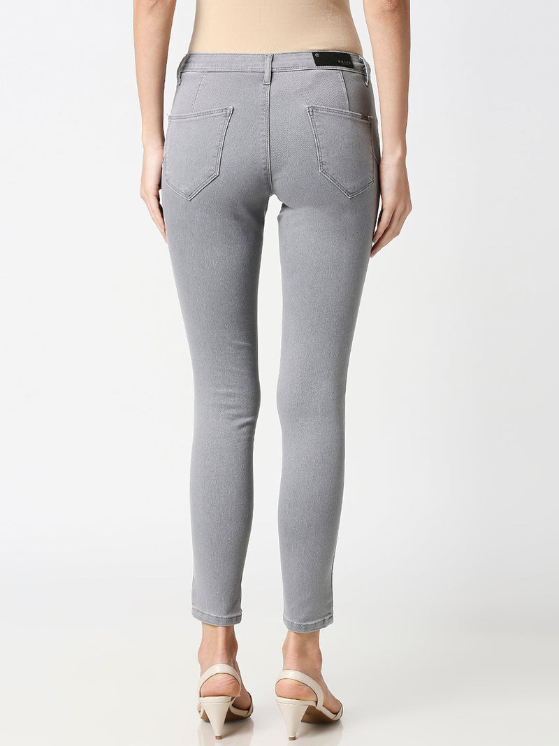 K4068 Mid-Rise Push Up Super Skinny Jeans - Grey
