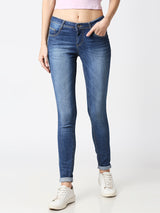 K3006 Mid-Rise Skinny Full Length Jeans - Blue