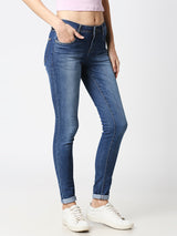 K3006 Mid-Rise Skinny Full Length Jeans - Blue