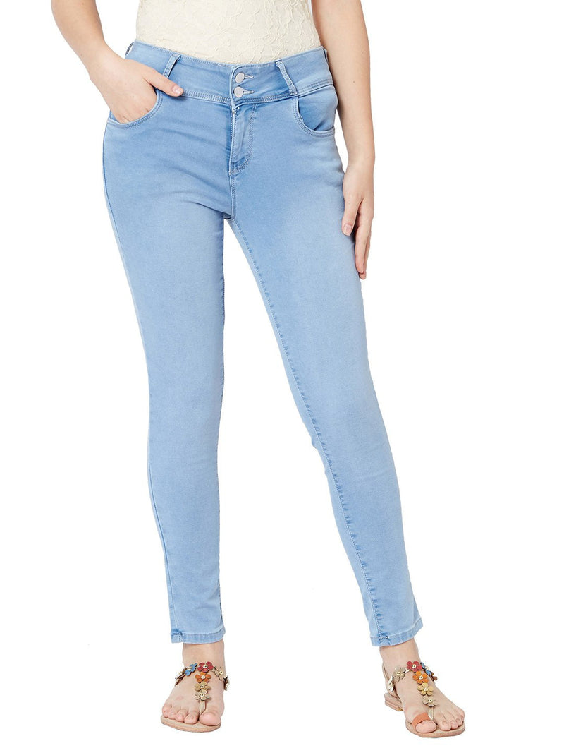K4014 High-Rise Skinny Jeans - Light Blue
