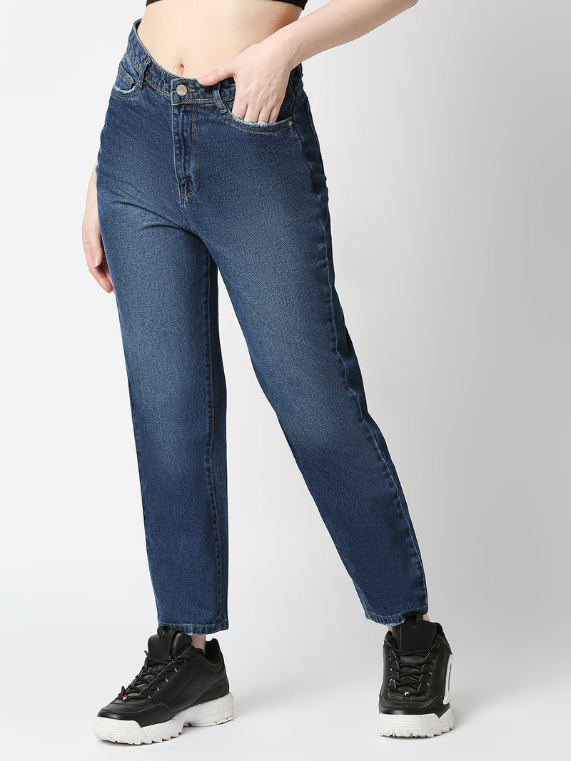 K5085 High Rise Mom Fit - Dark Blue