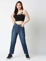 K5085 High Rise Mom Fit - Dark Blue