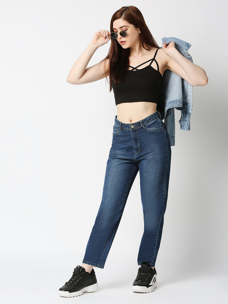 K5085 High Rise Mom Fit - Dark Blue