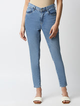 K4068 Mid-Rise Push Up Super Skinny Jeans - Light Blue