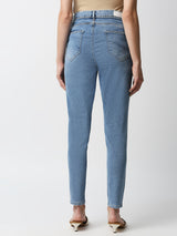 K4068 Mid-Rise Push Up Super Skinny Jeans - Light Blue