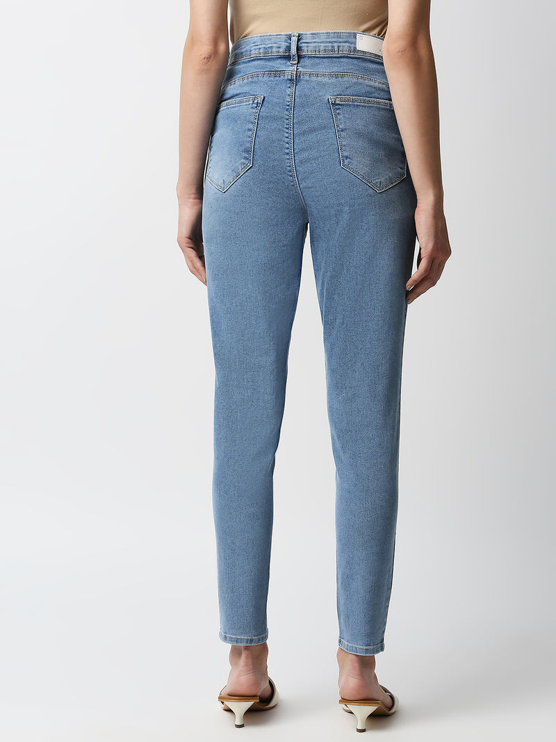 K4068 Mid-Rise Push Up Super Skinny Jeans - Light Blue