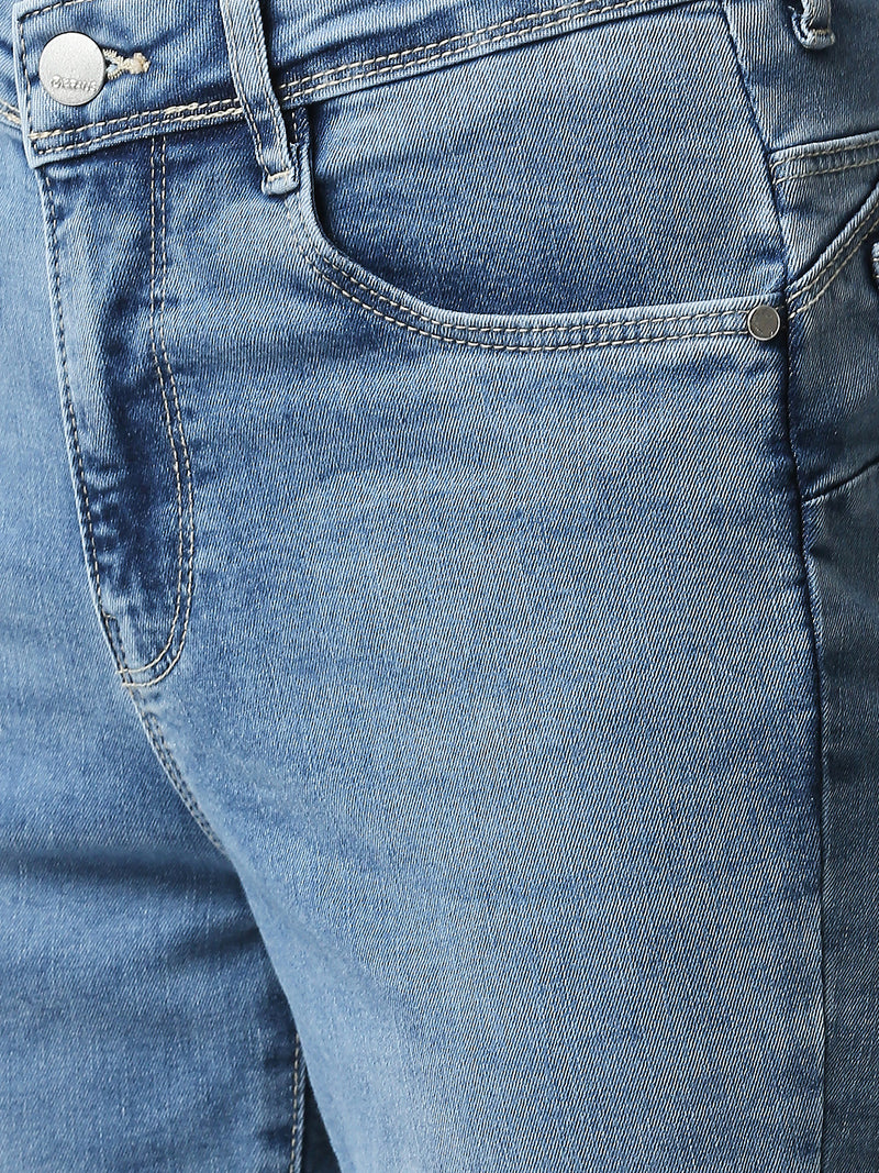 K4068 Mid-Rise Push Up Super Skinny Jeans - Light Blue