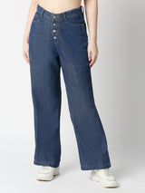 K5031 High-Rise Wide Leg Jeans - Dark Blue