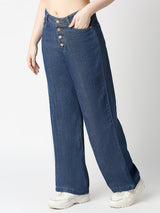 K5031 High-Rise Wide Leg Jeans - Dark Blue