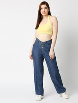 K5031 High-Rise Wide Leg Jeans - Dark Blue