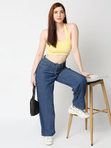 K5031 High-Rise Wide Leg Jeans - Dark Blue