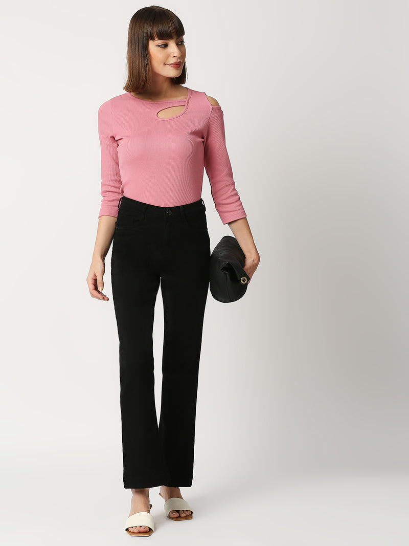 K5094 High-Rise Mini Flare Jeans - Black
