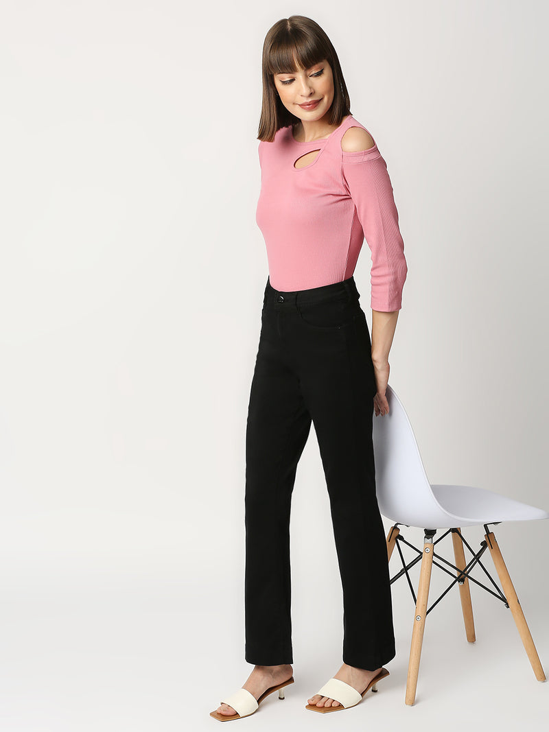 K5094 High-Rise Mini Flare Jeans - Black