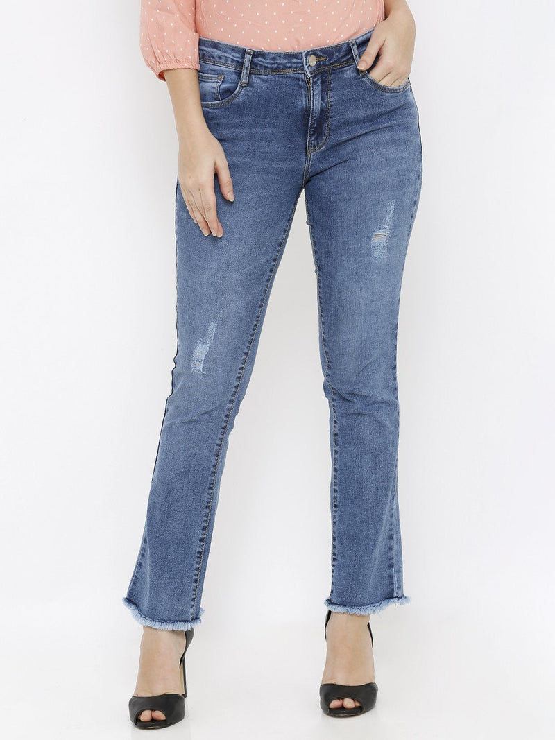 K5004 Mid-Rise Bootcut Jeans - Blue