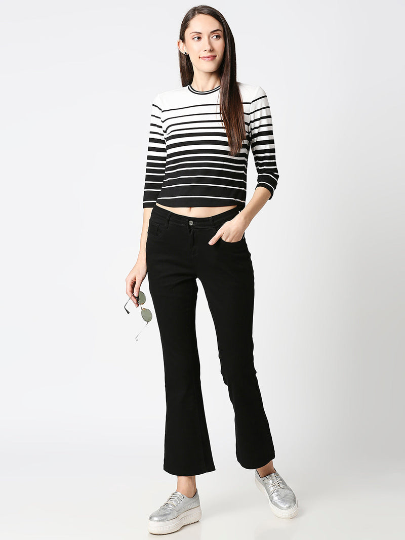 K5013 High-Rise Flared Jeans - Black