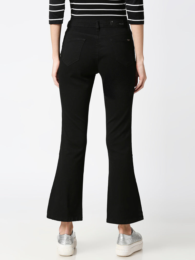 K5013 High-Rise Flared Jeans - Black