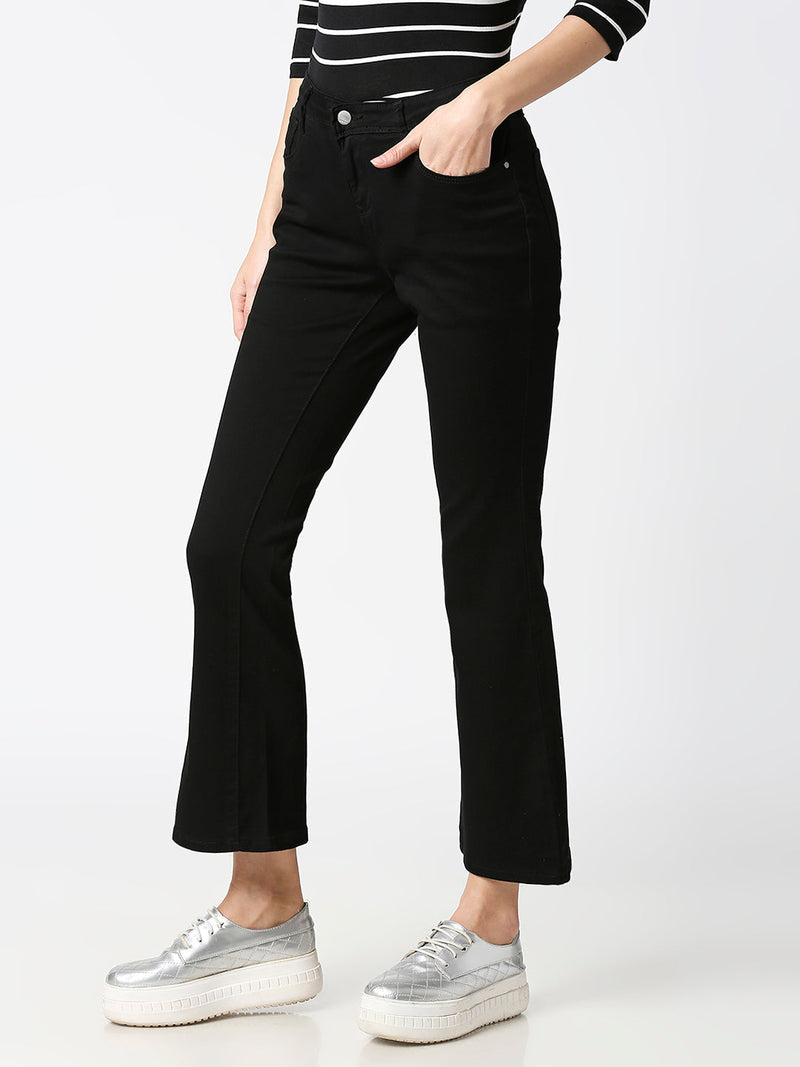 K5013 High-Rise Flared Jeans - Black