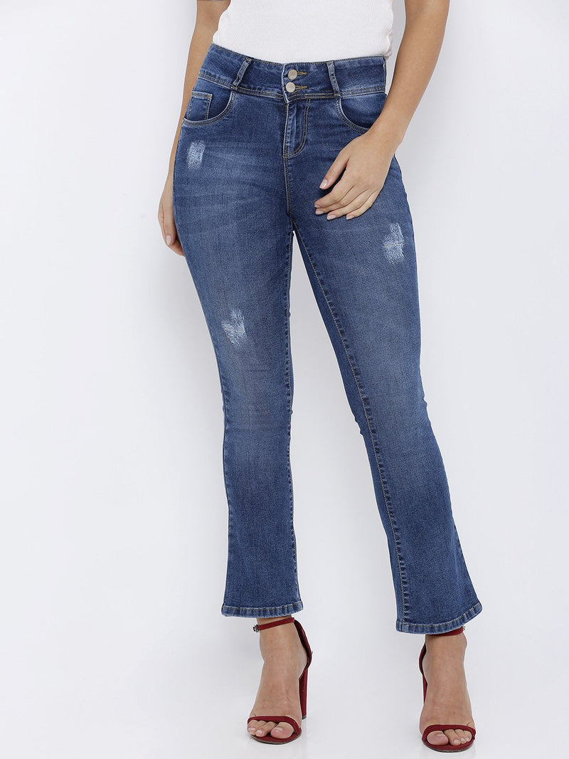 K5004 Mid-Rise Bootcut Jeans - Blue