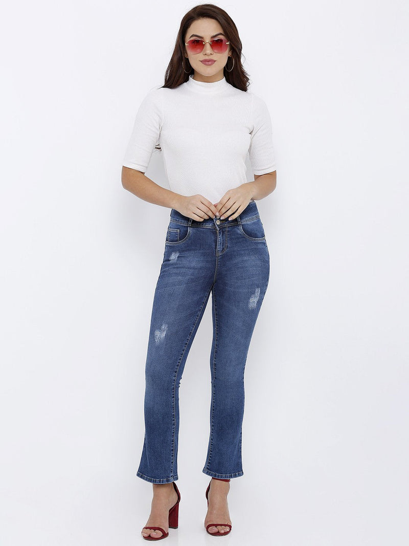 K5004 Mid-Rise Bootcut Jeans - Blue