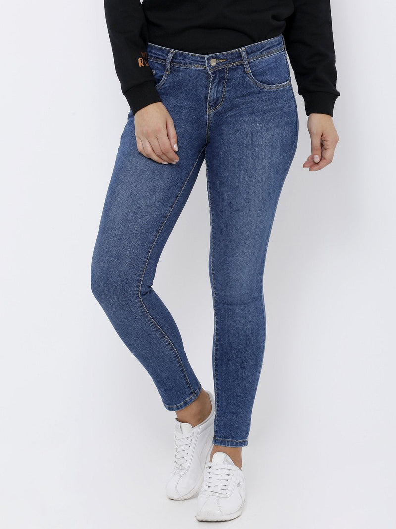 K4050 Mid-Rise Skinny Crop Length Jeans - Blue
