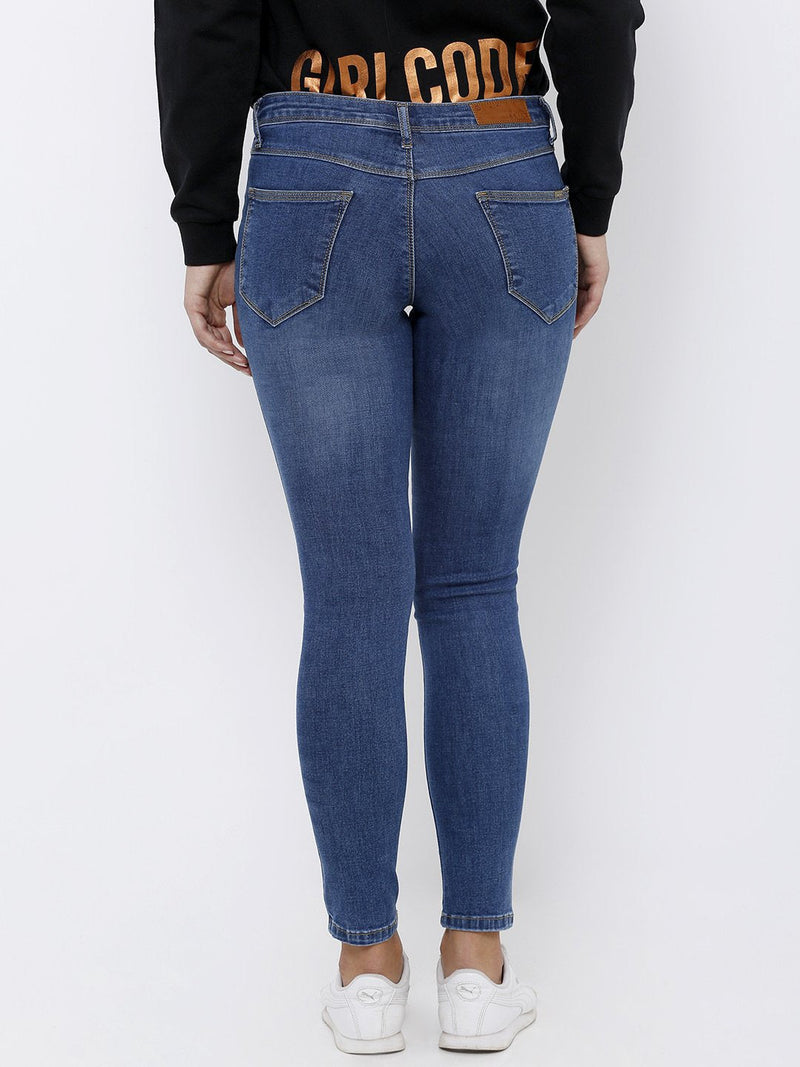 K4050 Mid-Rise Skinny Crop Length Jeans - Blue