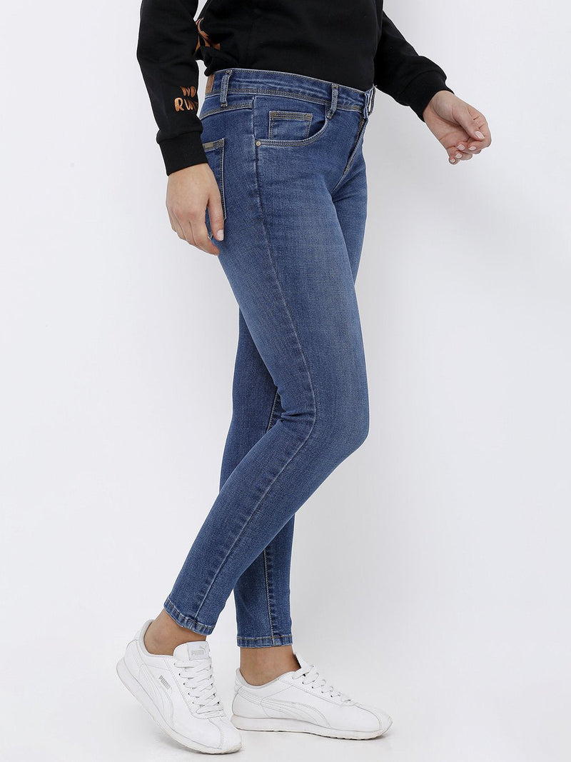 K4050 Mid-Rise Skinny Crop Length Jeans - Blue