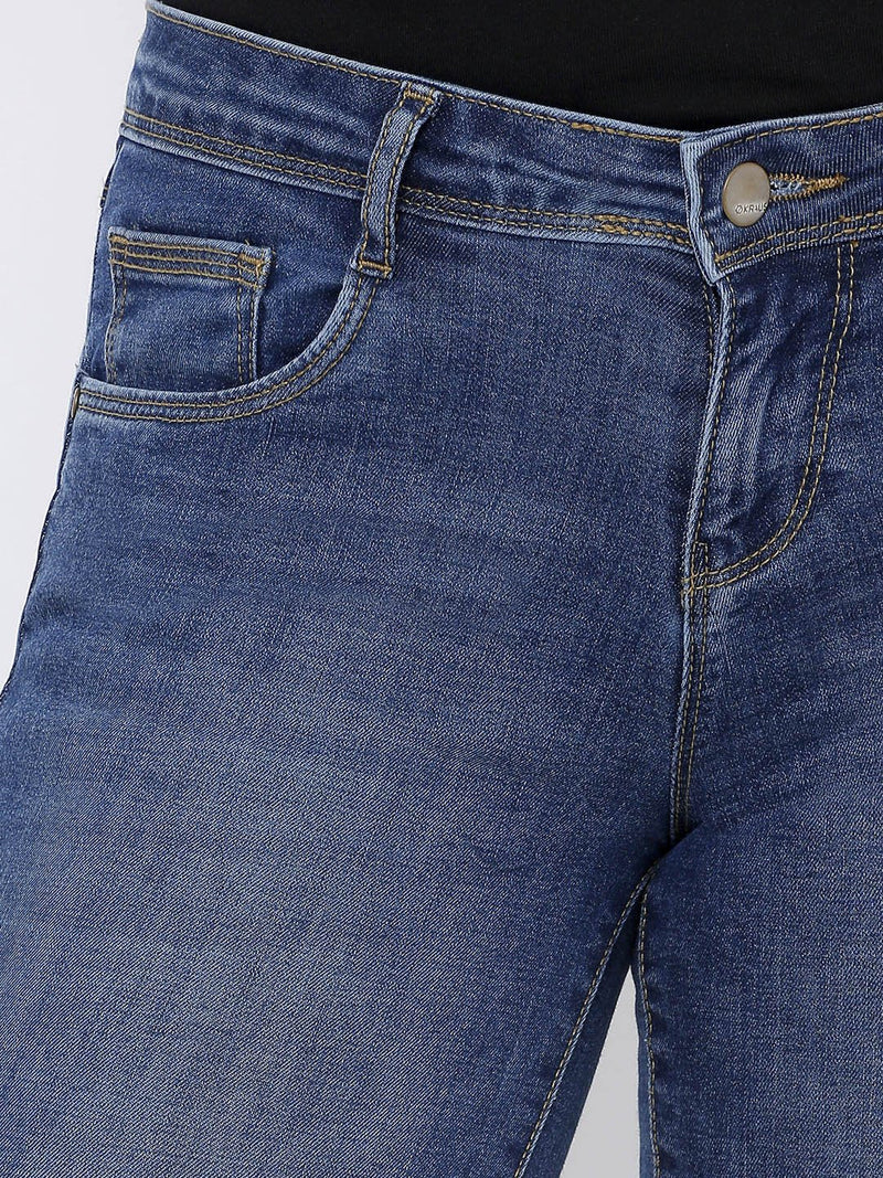 K4050 Mid-Rise Skinny Crop Length Jeans - Blue