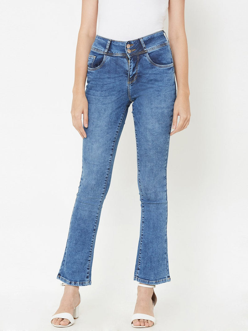 K5004 Mid Rise Bootcut Jeans - Blue