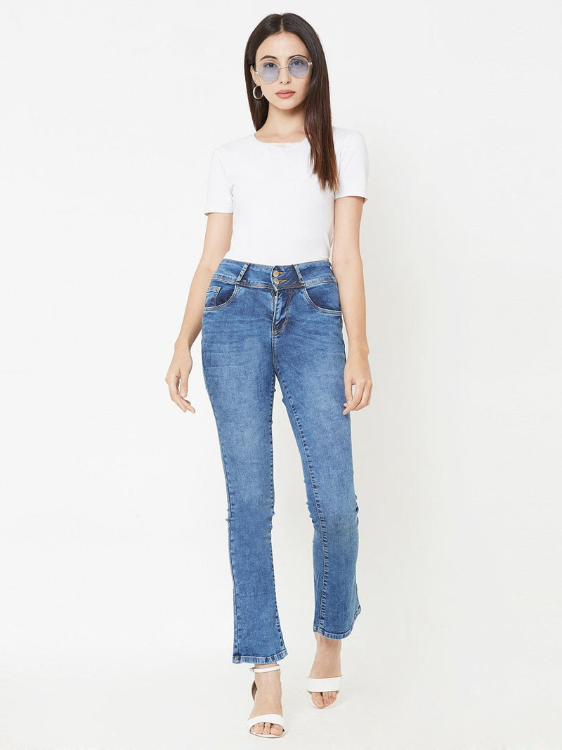 K5004 Mid Rise Bootcut Jeans - Blue