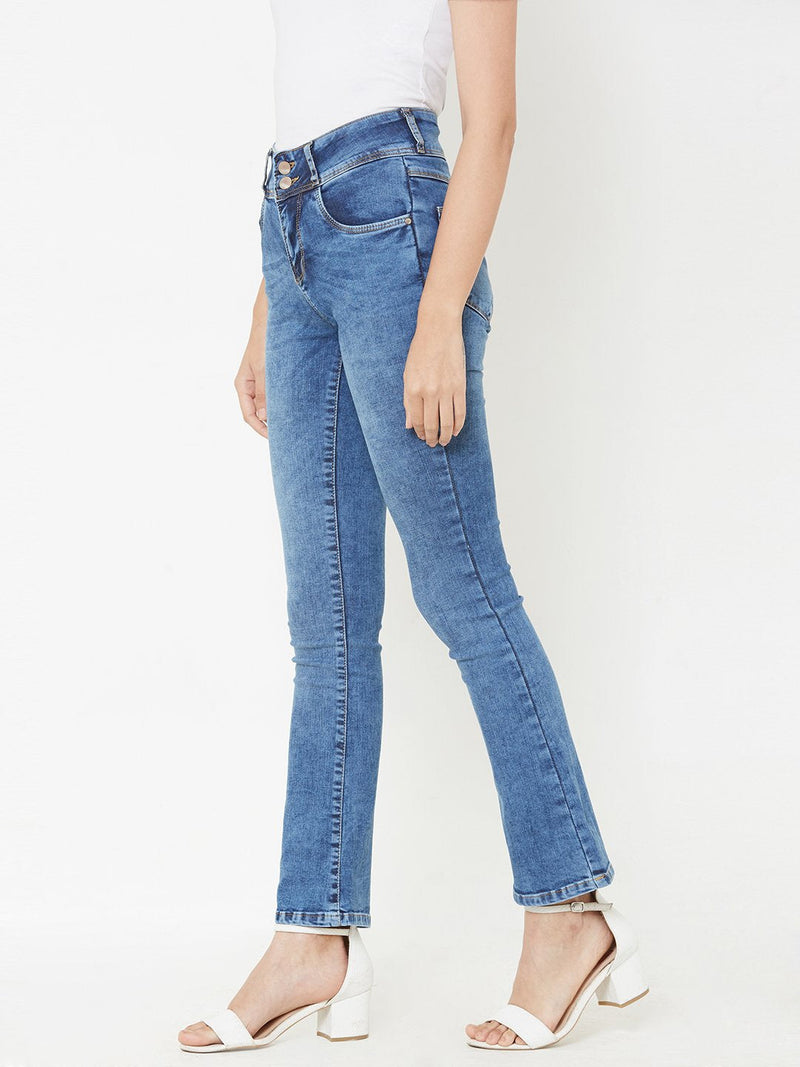 K5004 Mid Rise Bootcut Jeans - Blue