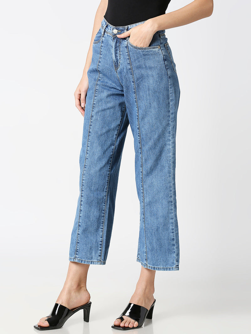 K5031 High-Rise Wide Leg Jeans - Light Blue