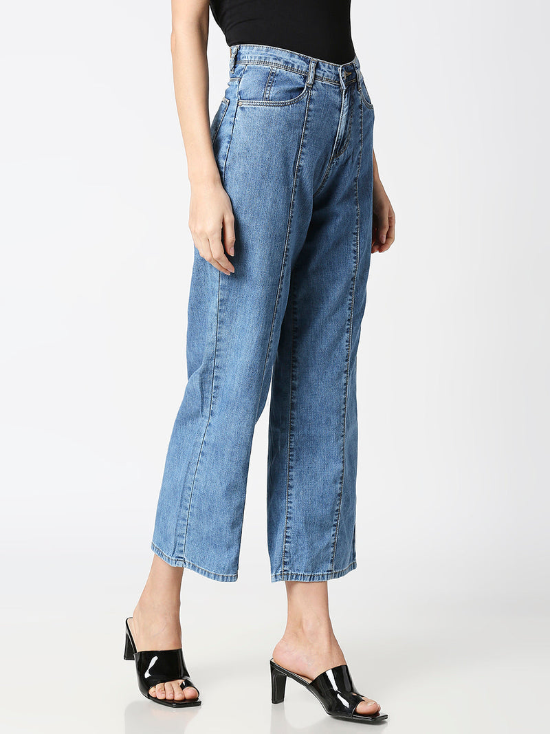 K5031 High-Rise Wide Leg Jeans - Light Blue
