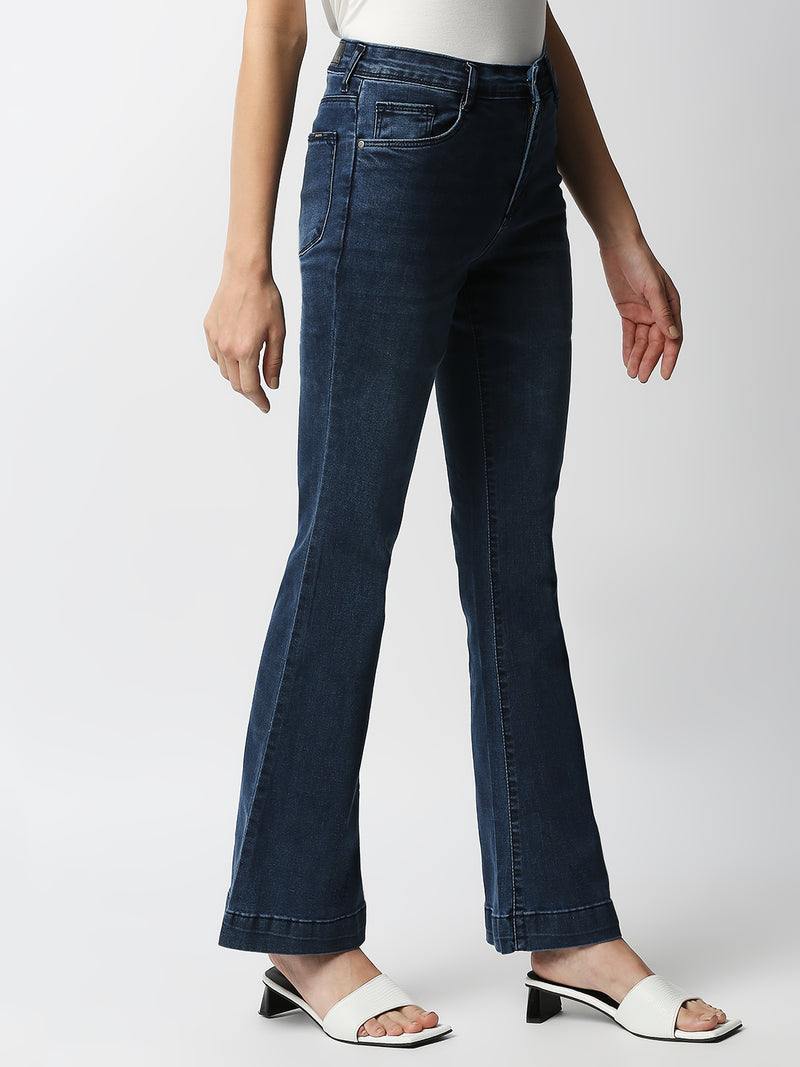 K5013 High-Rise Flare Jeans - Dark Blue