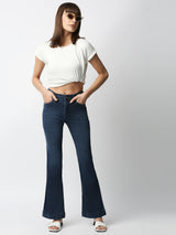 K5013 High-Rise Flare Jeans - Dark Blue