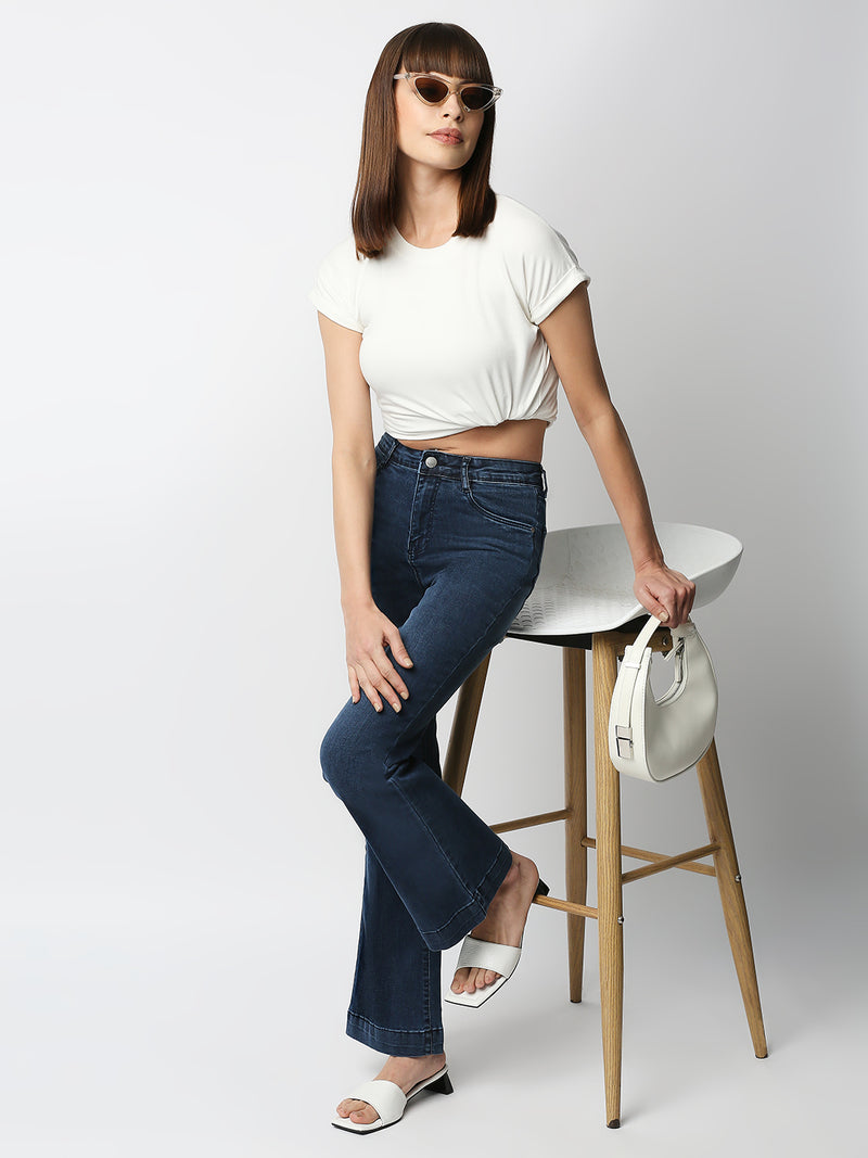 K5013 High-Rise Flare Jeans - Dark Blue
