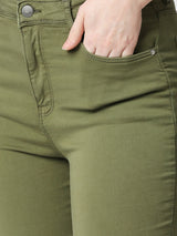 K5013 High-Rise Flared Jeans - Olive