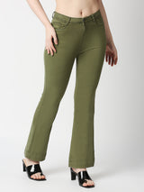 K5013 High-Rise Flared Jeans - Olive