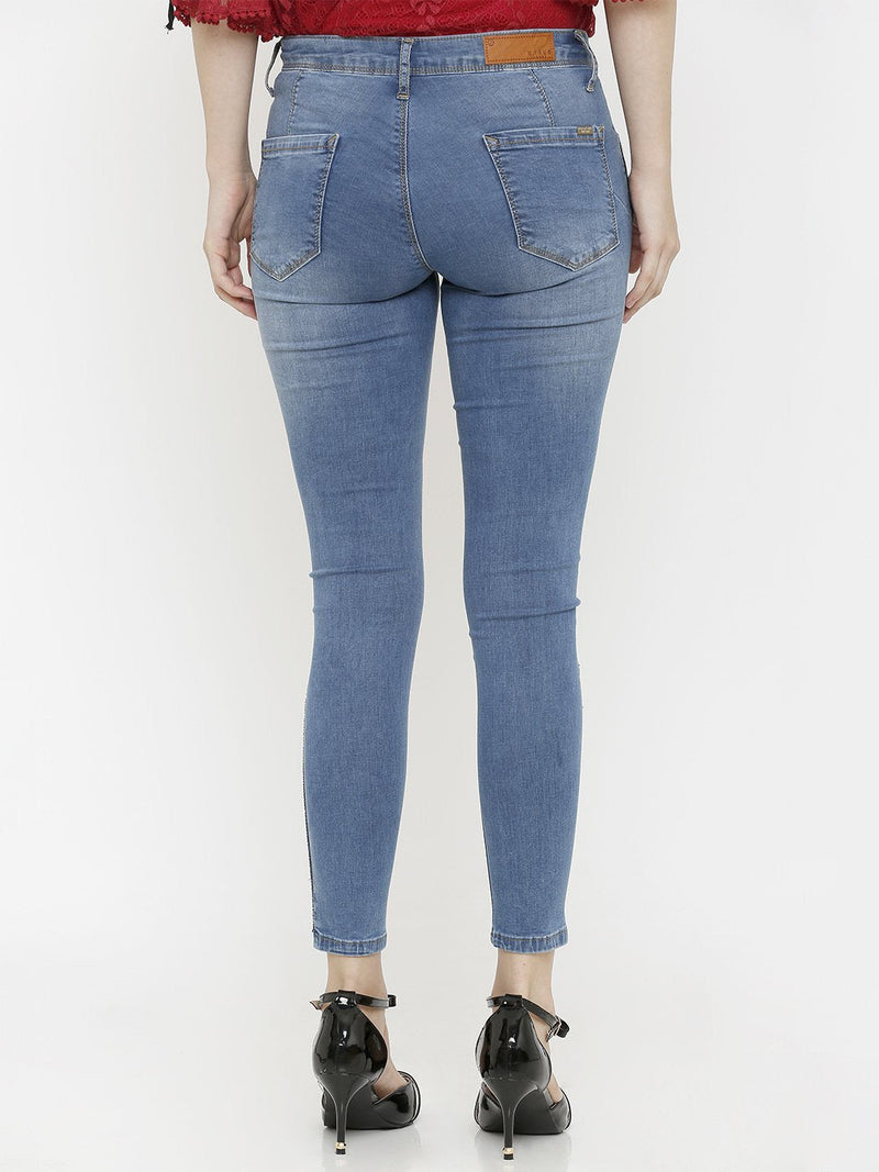 K4068 Mid-Rise Push Up Super Skinny Jeans - Blue
