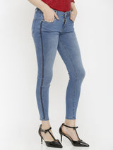 K4068 Mid-Rise Push Up Super Skinny Jeans - Blue