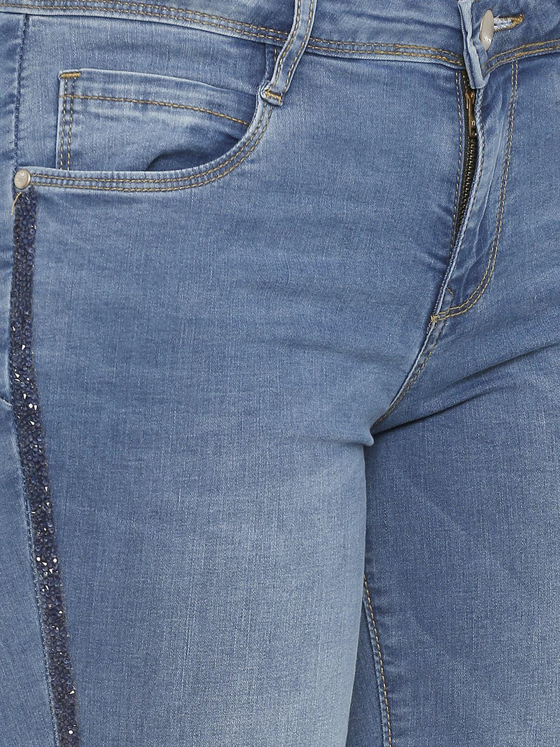K4068 Mid-Rise Push Up Super Skinny Jeans - Blue