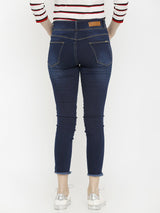 K4050 Mid-Rise Skinny Crop Length Jeans - Dark Blue
