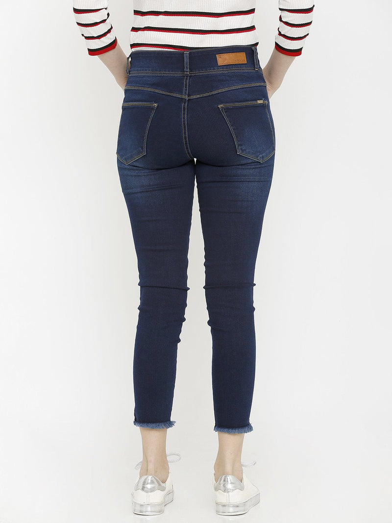 K4050 Mid-Rise Skinny Crop Length Jeans - Dark Blue