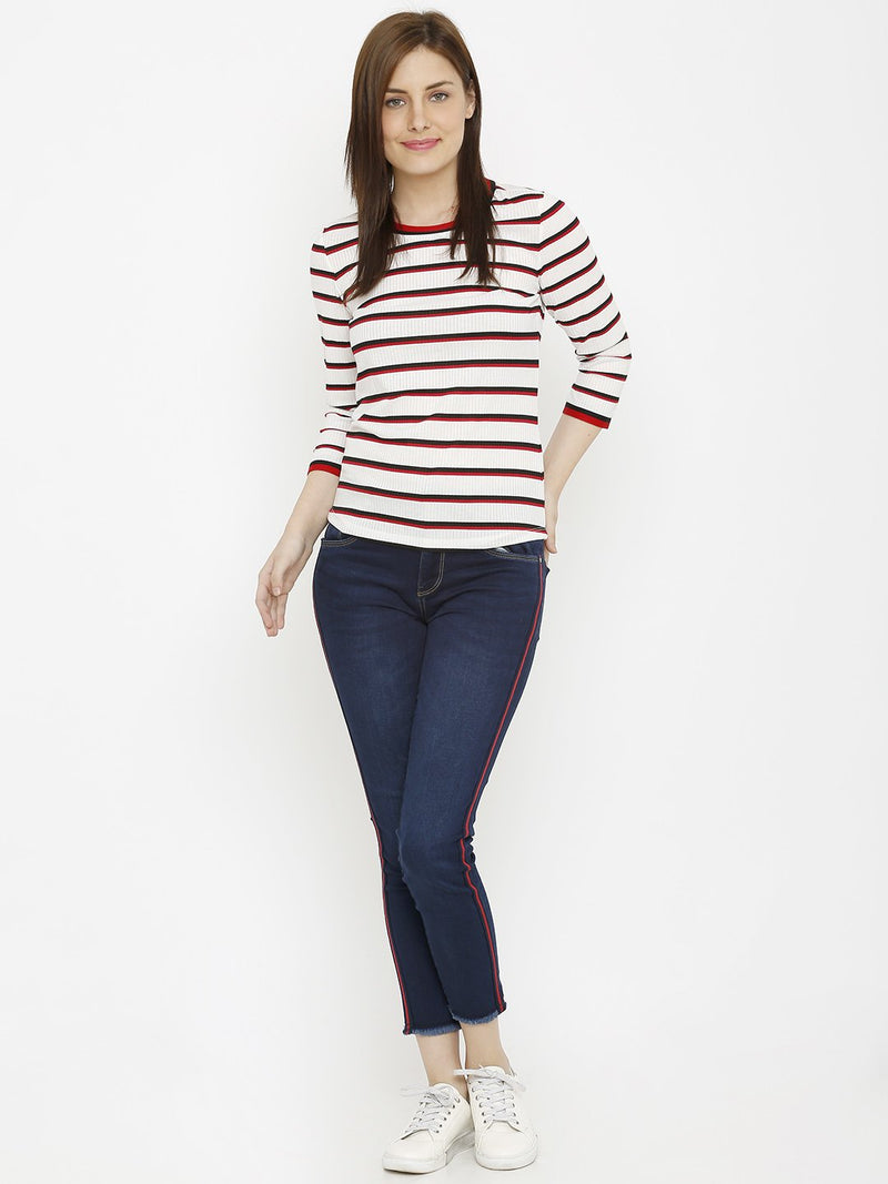 K4050 Mid-Rise Skinny Crop Length Jeans - Dark Blue