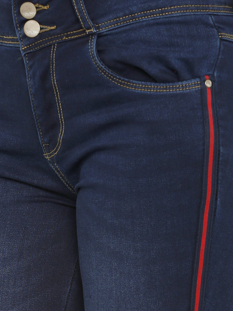 K4050 Mid-Rise Skinny Crop Length Jeans - Dark Blue