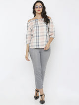 K4095 Mid-Rise Cropped Flared Jeans - Grey